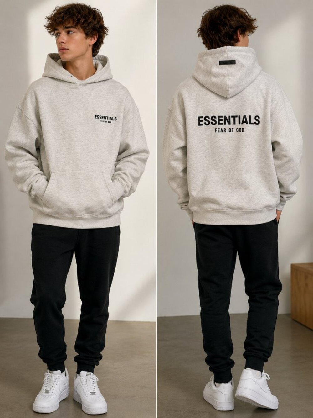 Fear of God Essentials Pullover Hoodie – Light Oatmeal Heather FOG